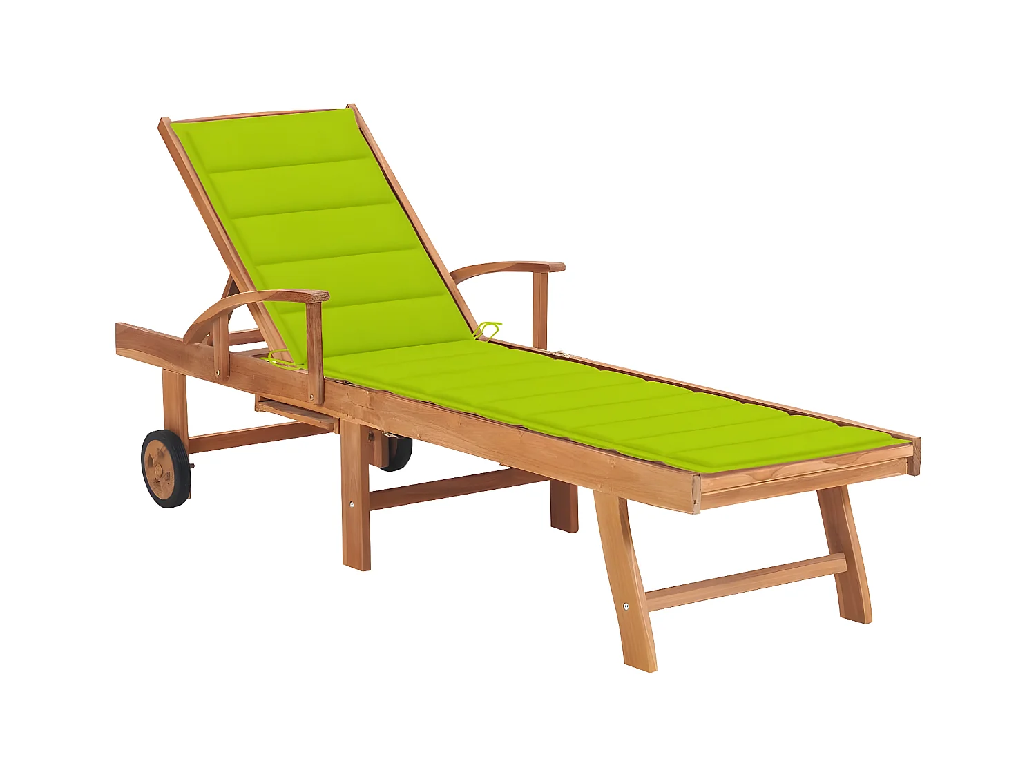 Bain de soleil avec coussin vert vif Bois de teck solide PEWV47309