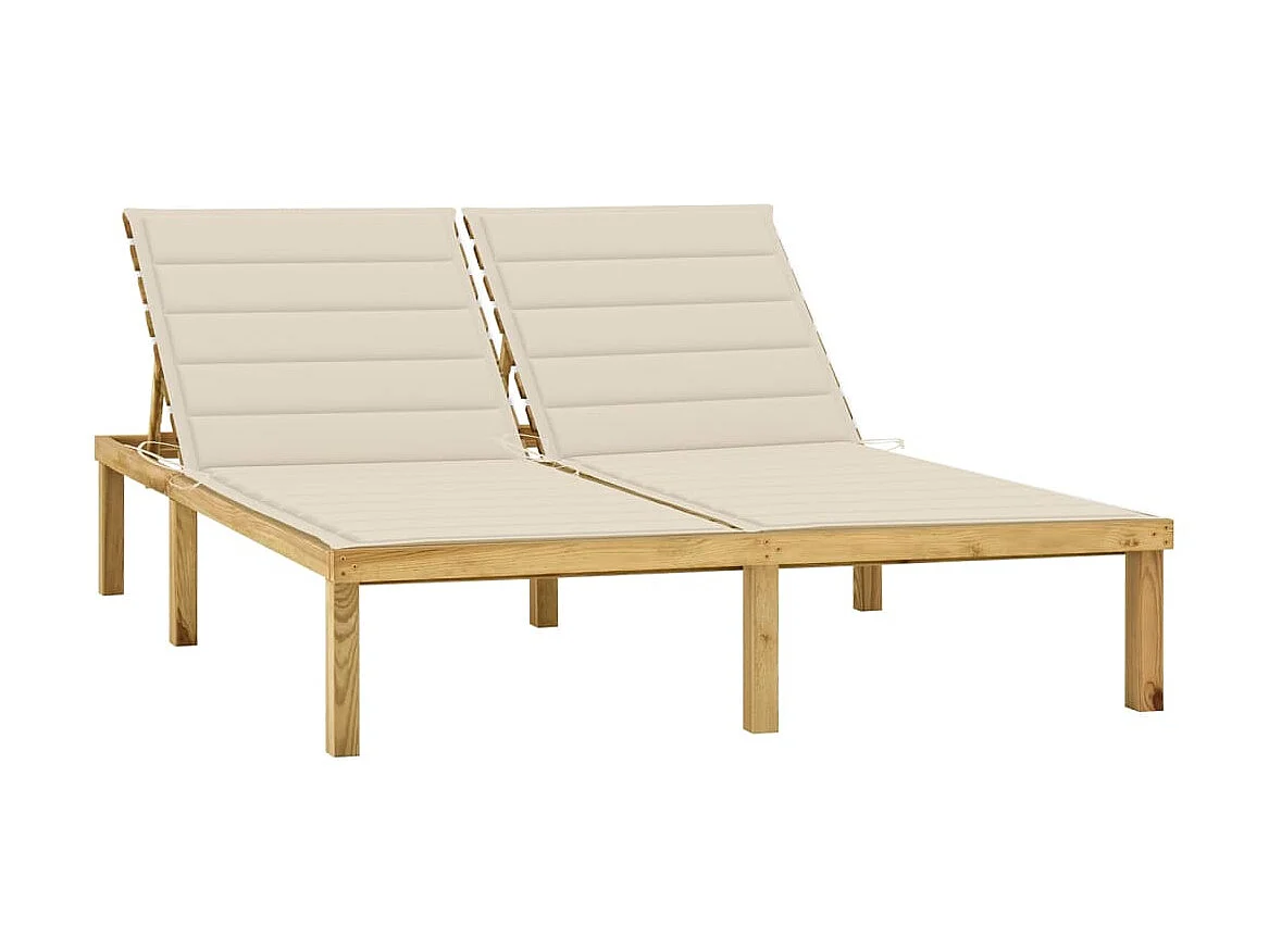 Bain de soleil double et coussin crème Bois de pin imprégné SEF76102