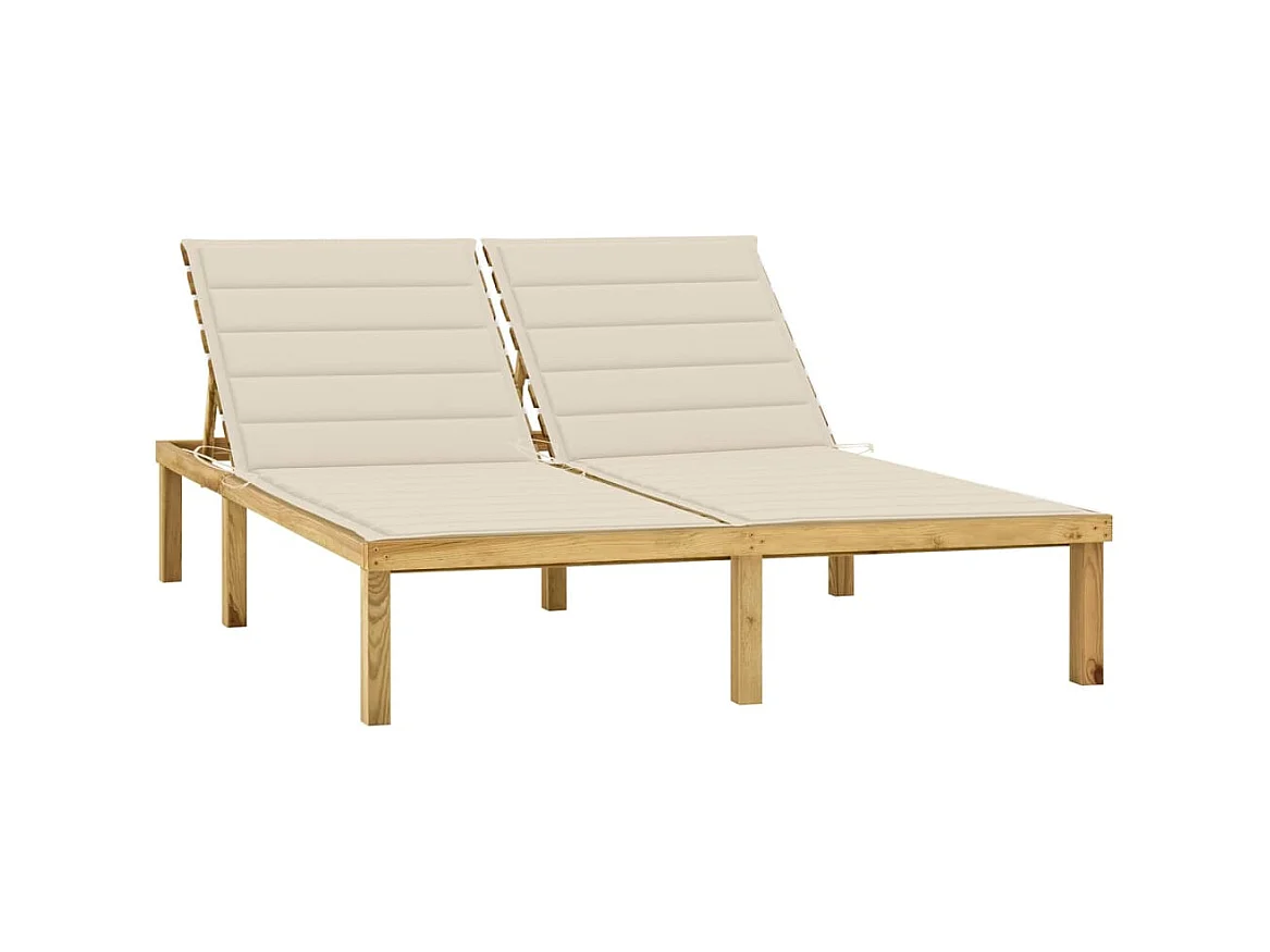 Bain de soleil double et coussin crème Bois de pin imprégné SEF76102