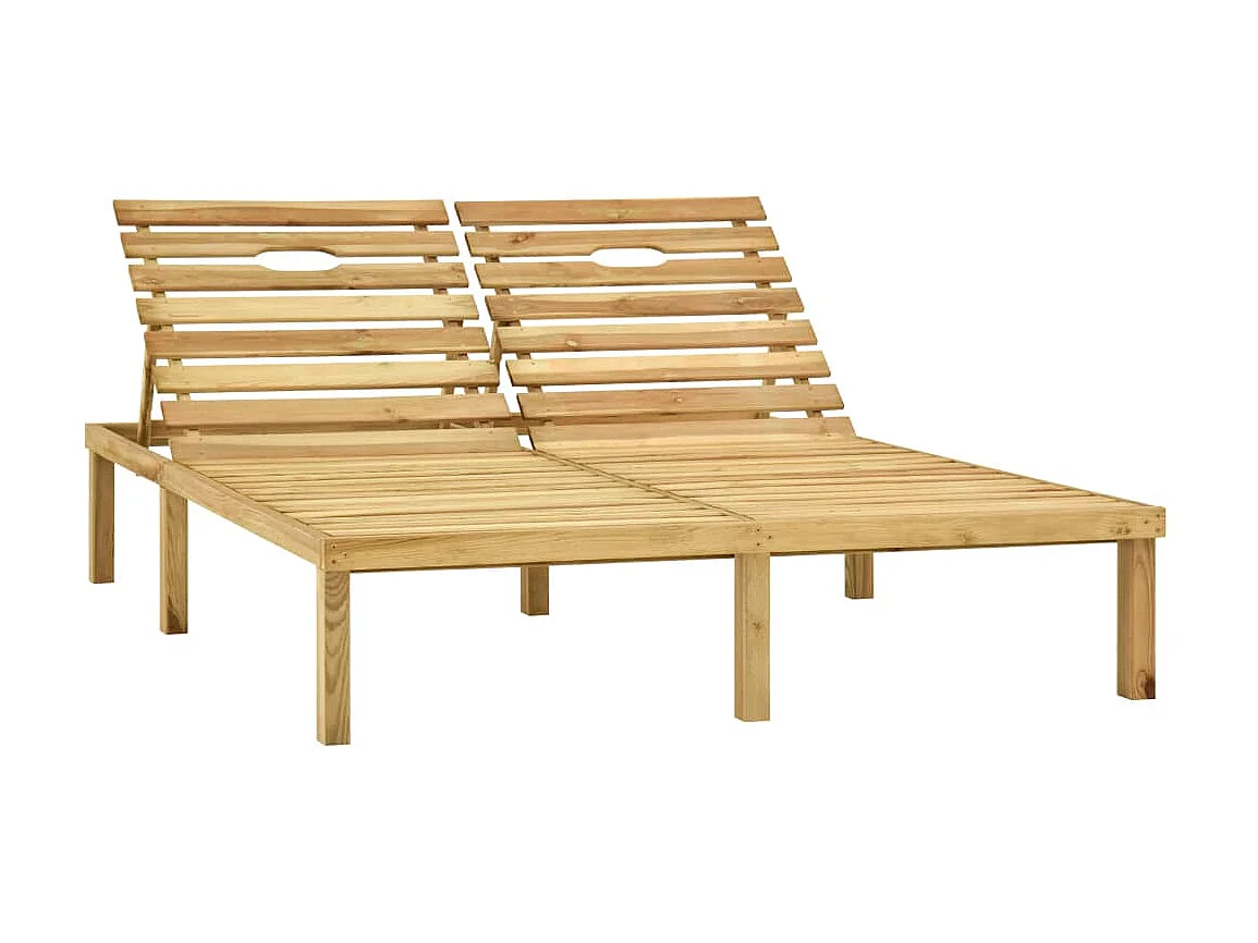 Bain de soleil double et coussin crème Bois de pin imprégné SEF76102