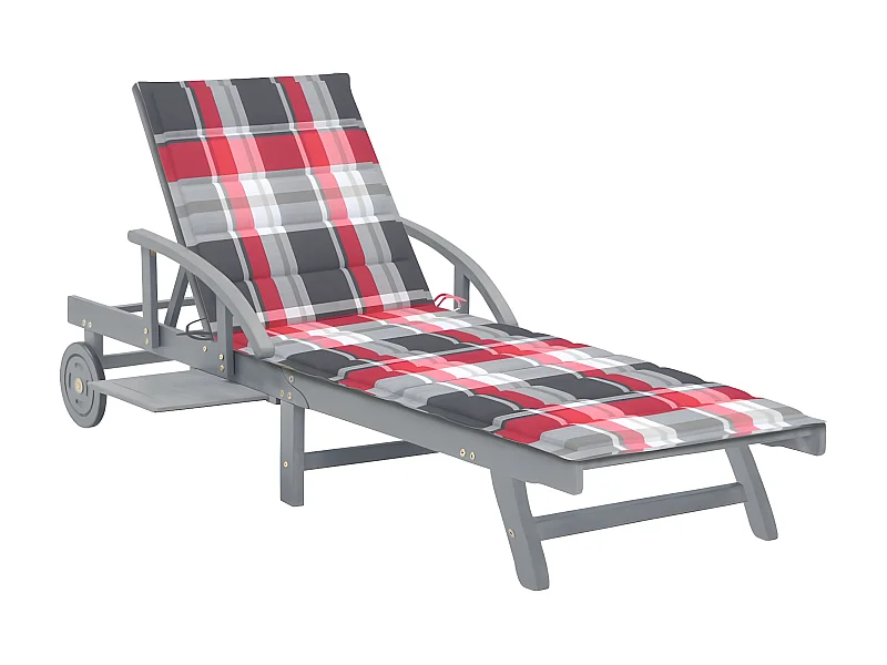 Bain de soleil avec coussin Bois d'acacia solide PEWV23410