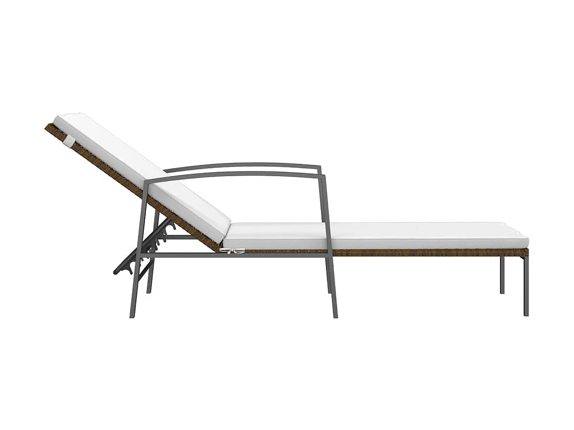 Bains de soleils 2 pcs avec table Résine tressée Marron SEF67715