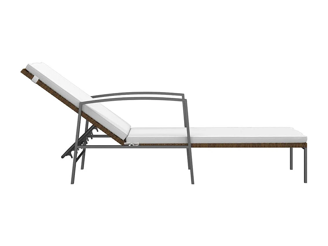 Ligbedden 2 st met tafel poly rattan bruin NL947625