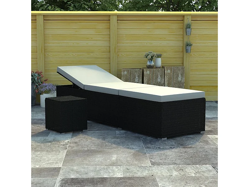 Bain de soleil et table à thé Résine tressée Blanc crème SEF32904