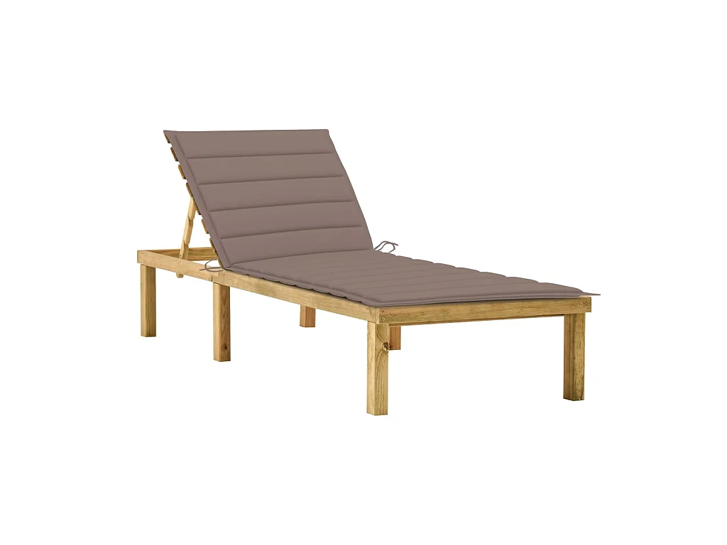Bain de soleil avec coussin taupe Bois de pin imprégné SEF41724