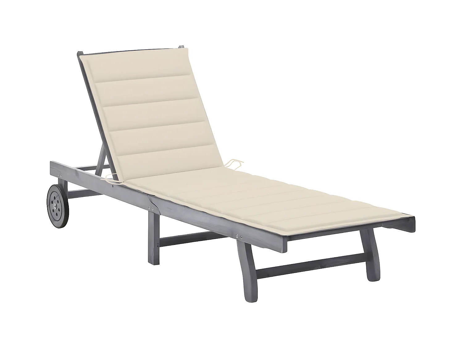 Bain de soleil de jardin avec coussin Gris Bois d'acacia solide SEF84004