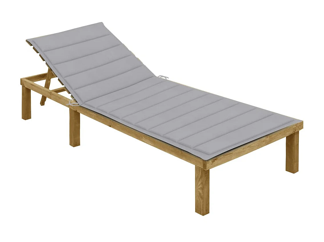 Bain de soleil avec coussin gris Bois de pin imprégné SEF33865