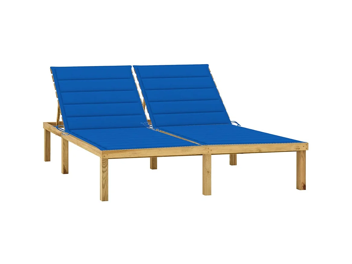 Bain de soleil double et coussin bleu royal Pin imprégné SEF23629