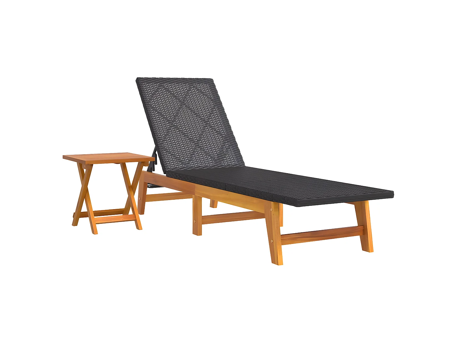 Tumbona con mesa ratán sintético y madera maciza de acacia ES27801