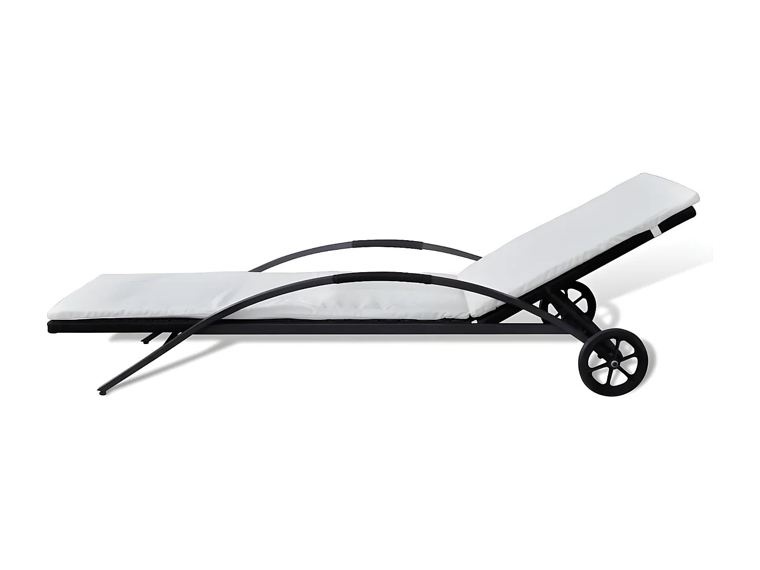 Bain de soleil avec coussin et roues Résine tressée Noir SEF80648