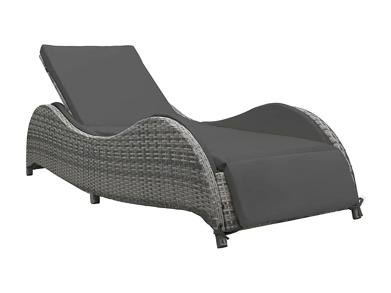 Bain de soleil avec coussin Résine tressée Anthracite SEF74034