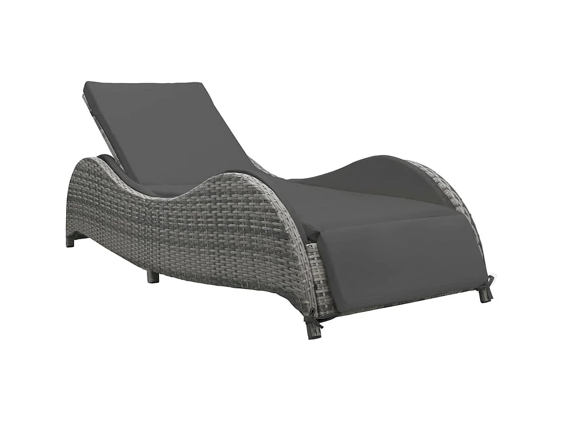 Bain de soleil avec coussin Résine tressée Anthracite SEF74034
