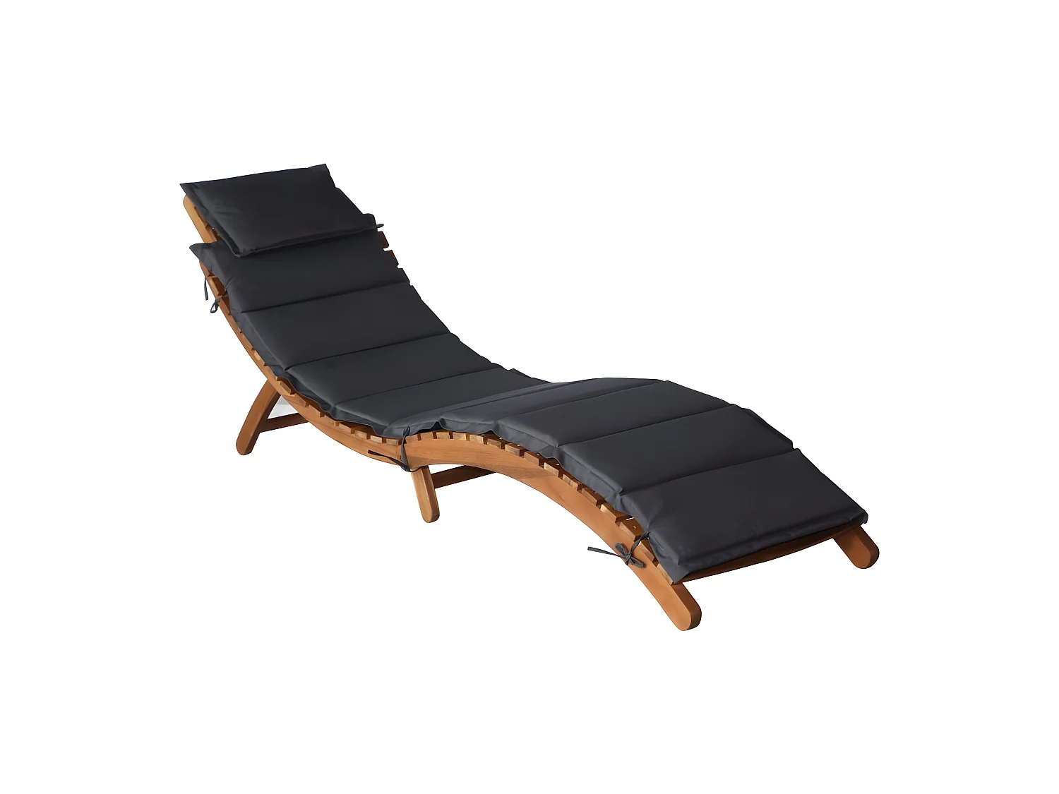 Bain de soleil avec coussin Bois d'acacia solide Gris foncé SEF78303