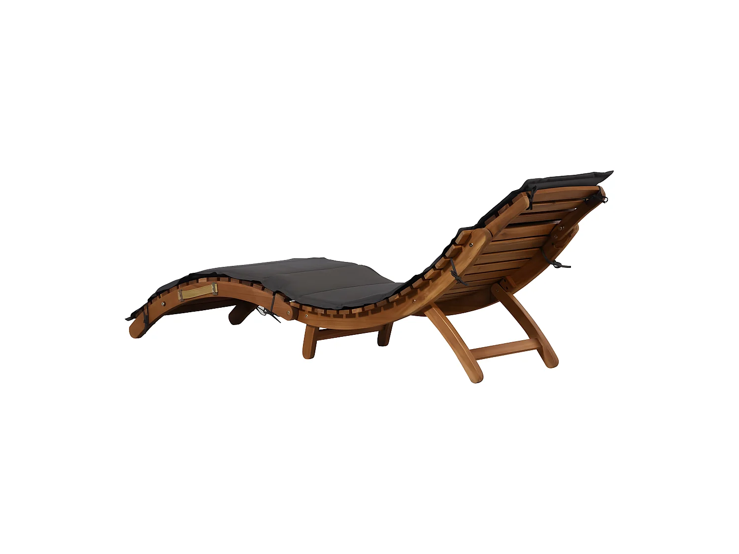 Bain de soleil avec coussin Bois d'acacia solide Gris foncé SEF78303