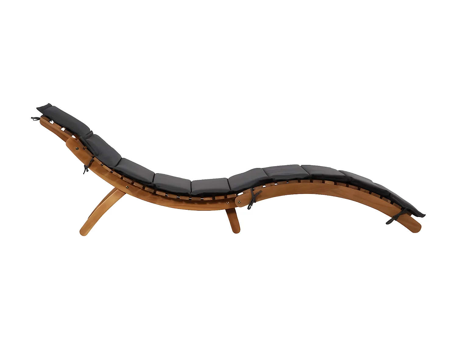 Bain de soleil avec coussin Bois d'acacia solide Gris foncé SEF78303