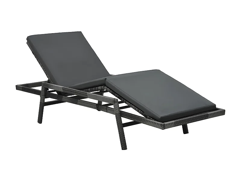 Bain de soleil avec coussin Résine tressée Gris SEF13615