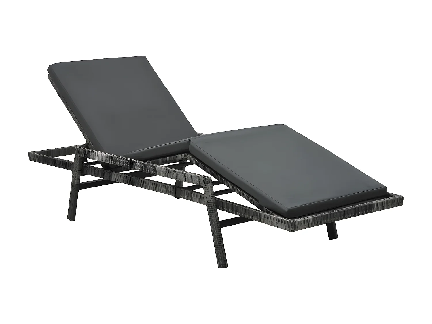 Bain de soleil avec coussin Résine tressée Gris SEF13615