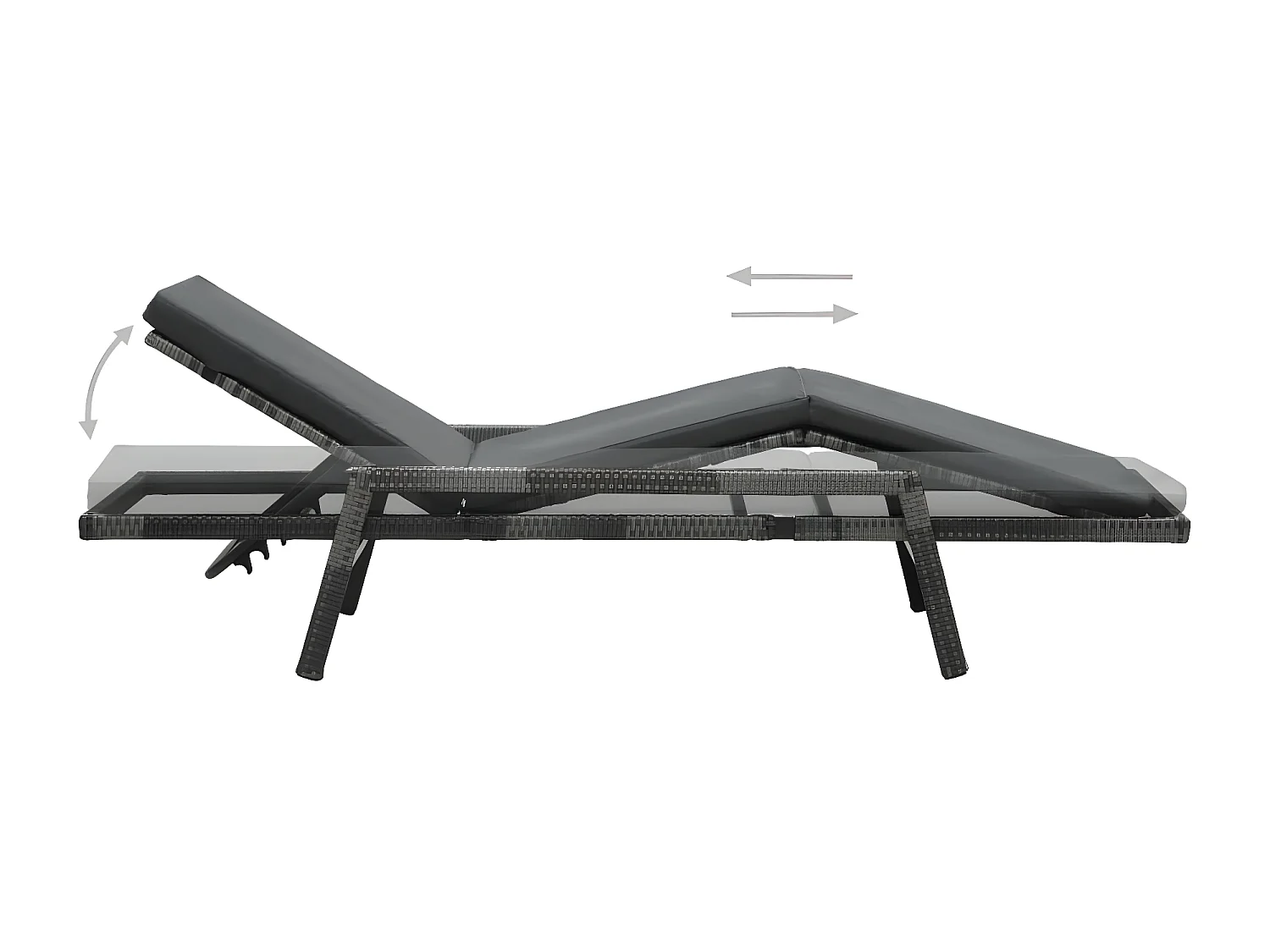 Bain de soleil avec coussin Résine tressée Gris SEF13615