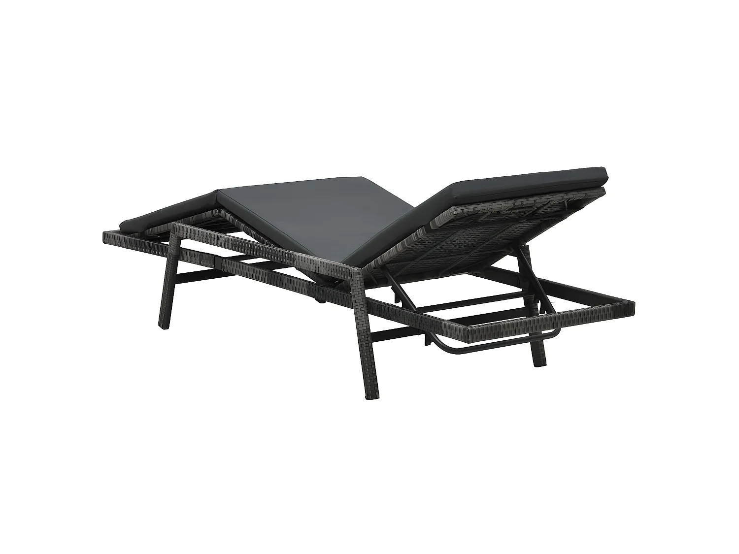 Bain de soleil avec coussin Résine tressée Gris SEF13615