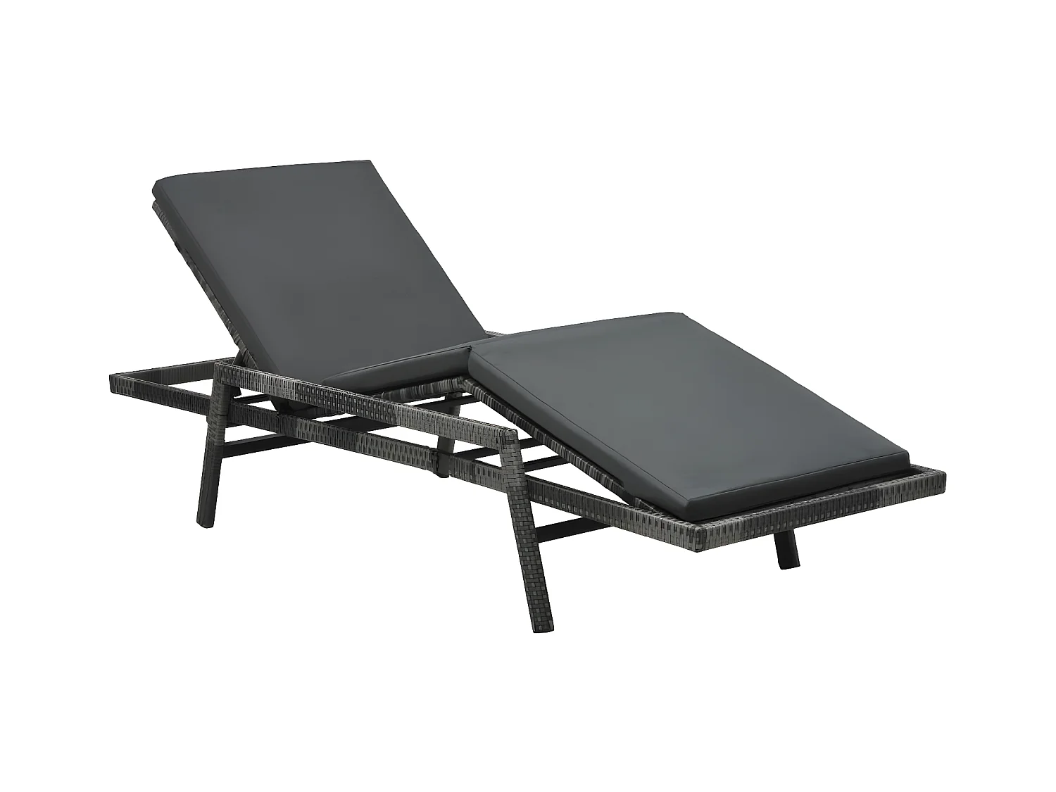 Bain de soleil avec coussin Résine tressée Gris SEF13615