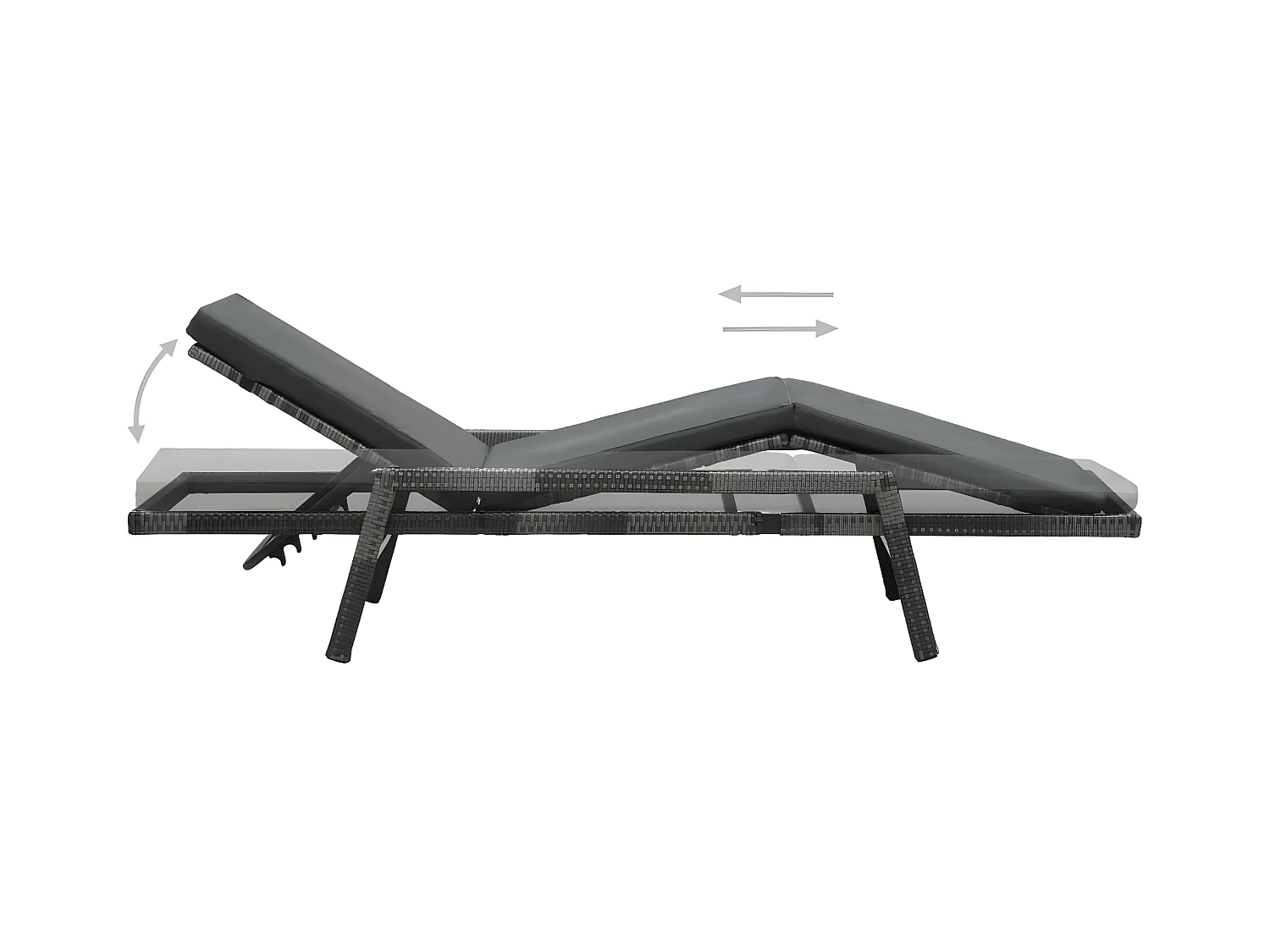 Bain de soleil avec coussin Résine tressée Gris SEF13615