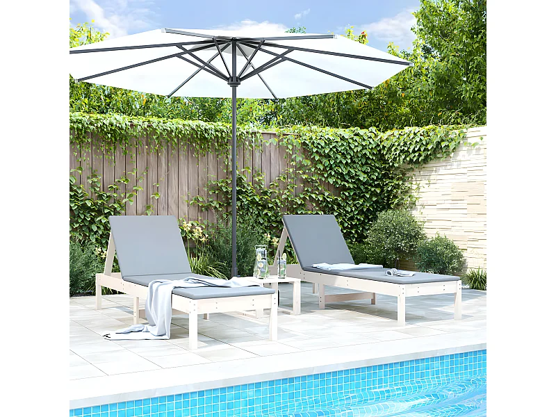 Tumbonas 2 unidades madera maciza de pino blanco 199,5x60x74 cm ES67093