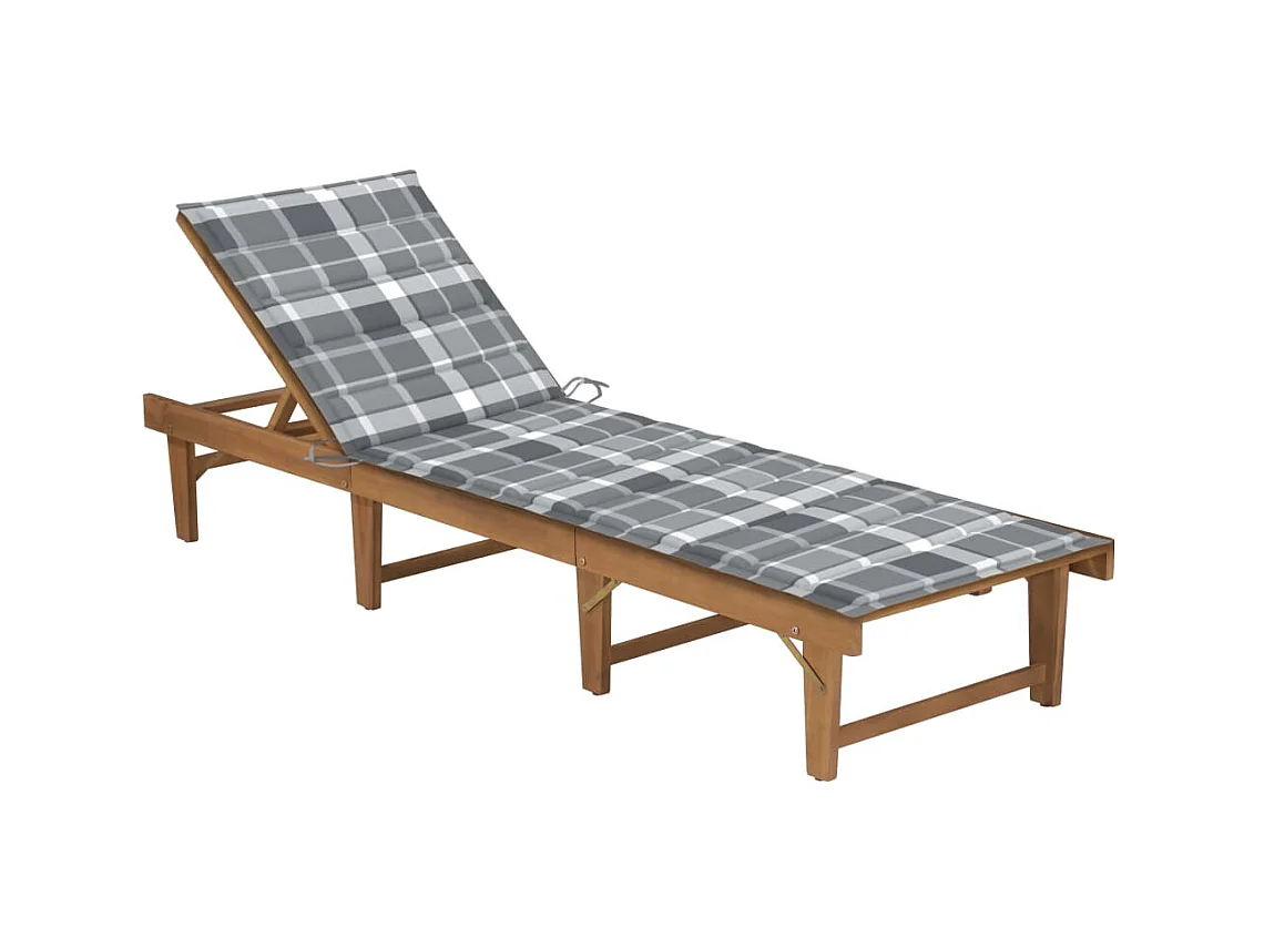 Bain de soleil pliable avec coussin Bois d'acacia solide SEF67447