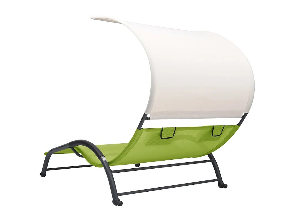 Bain de soleil double avec auvent Textilène Vert SEF10185