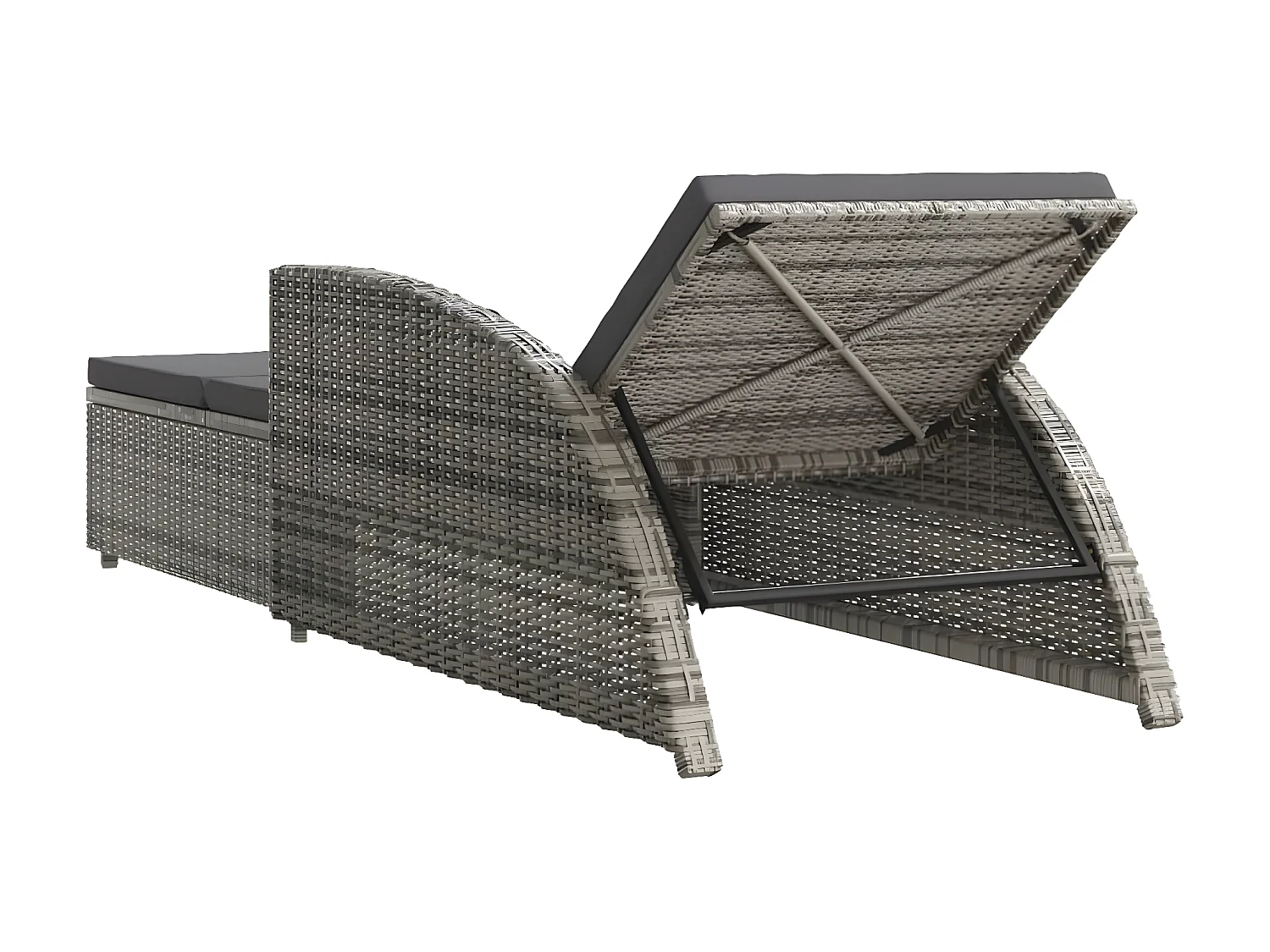 Bain de soleil avec coussin gris foncé Résine tressée Gris SEF89539