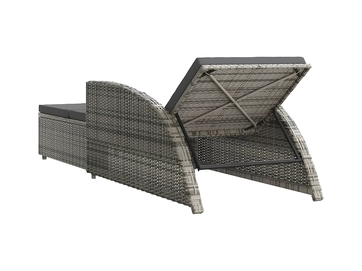 Bain de soleil avec coussin gris foncé Résine tressée Gris SEF89539