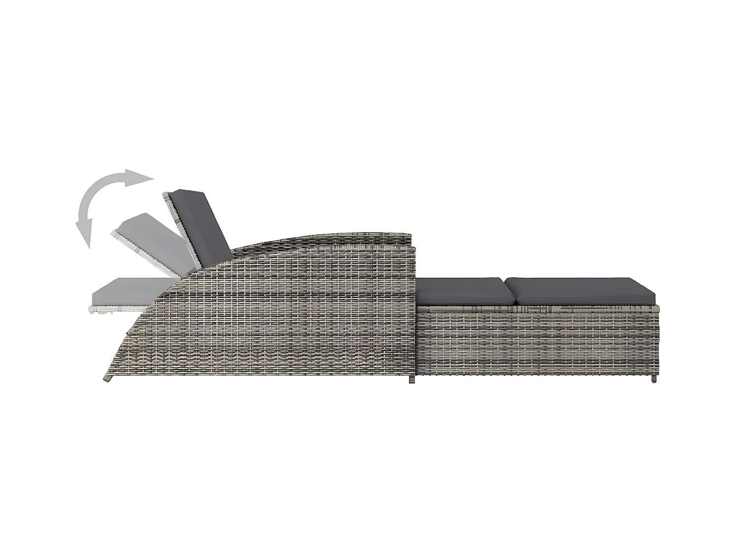 Bain de soleil avec coussin gris foncé Résine tressée Gris SEF89539