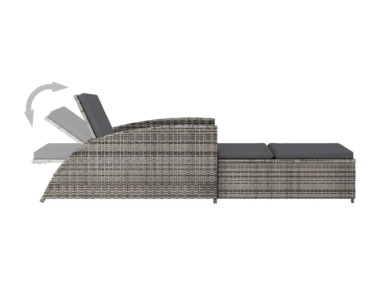 Ligbed met donkergrijs kussen poly rattan grijs NL819189