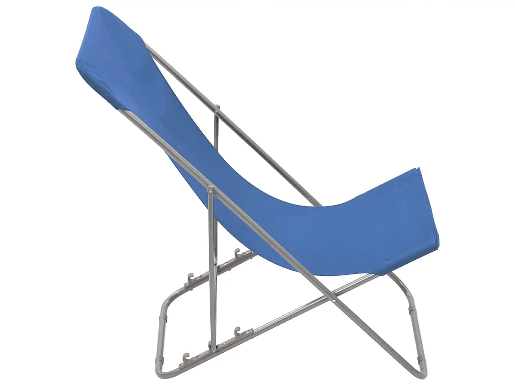 Bains de soleil pliables 2 pcs Acier et tissu oxford Bleu SEF92131