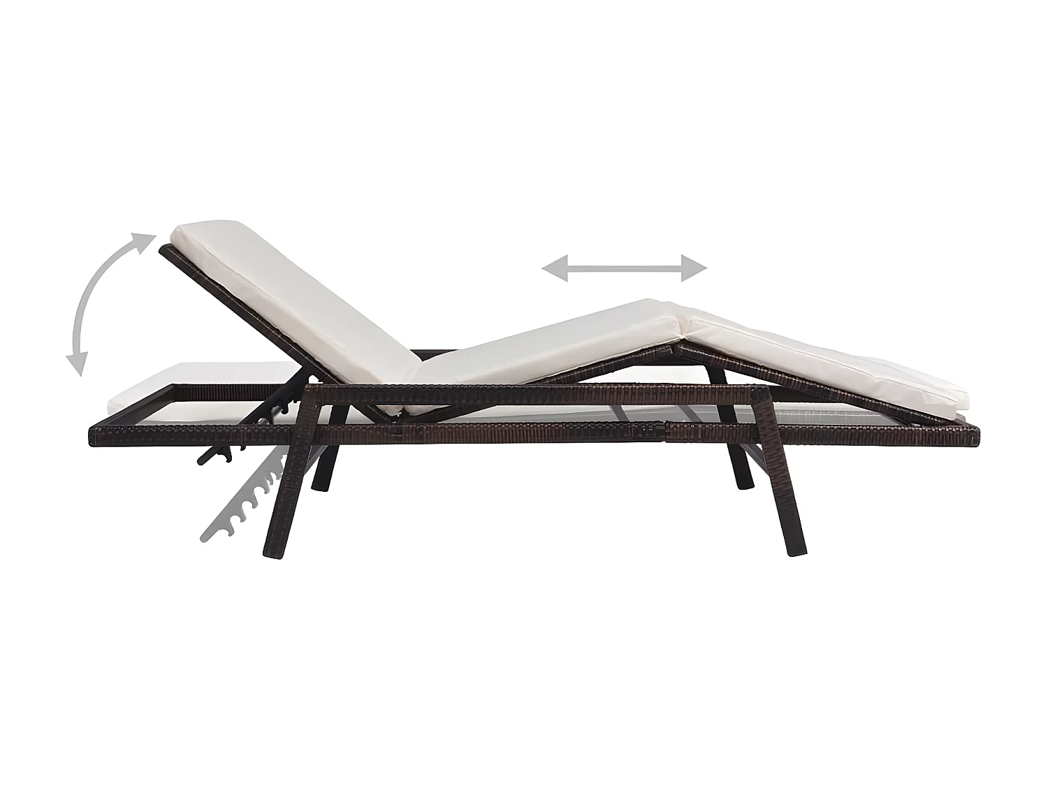 Tumbona con cojín de ratán sintético marrón ES66113