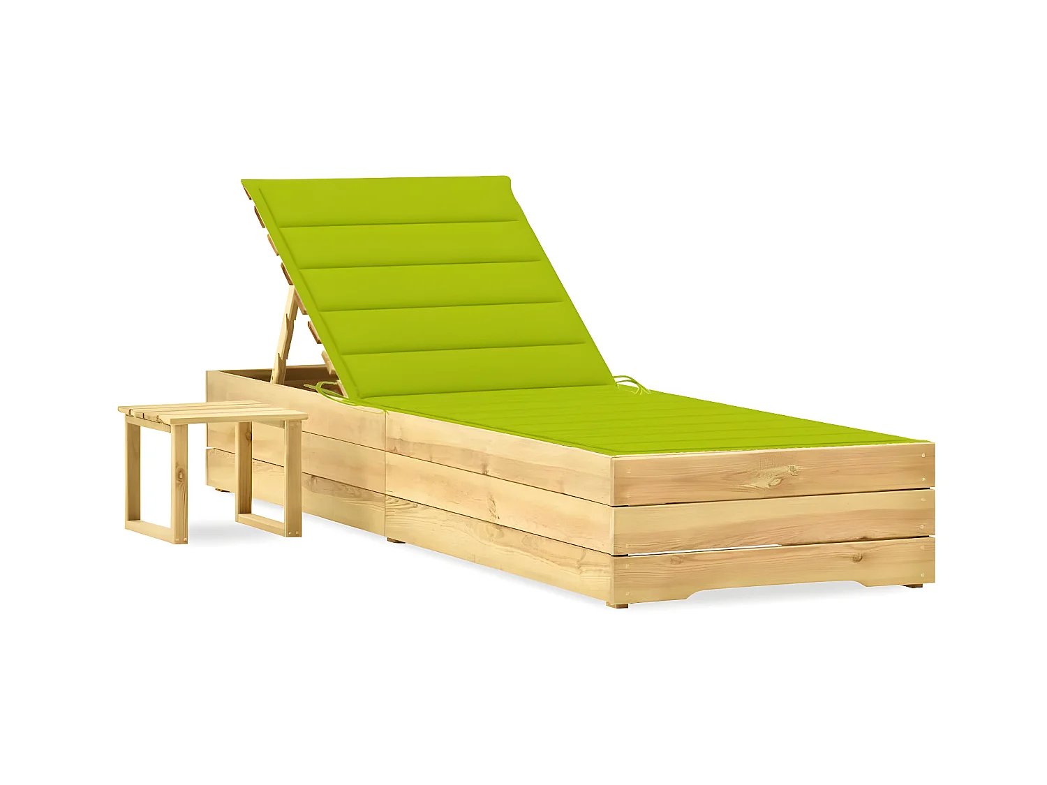 Bain de soleil de jardin avec table et coussin Pin imprégné SEF67829