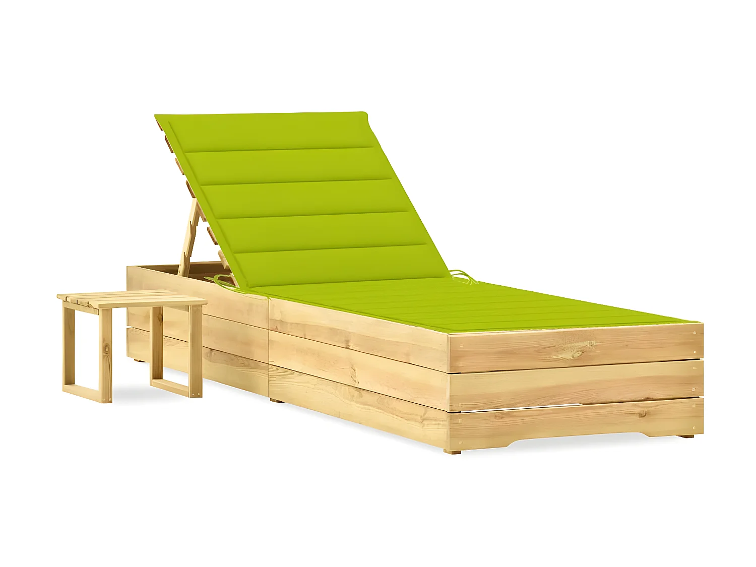 Bain de soleil de jardin avec table et coussin Pin imprégné SEF67829