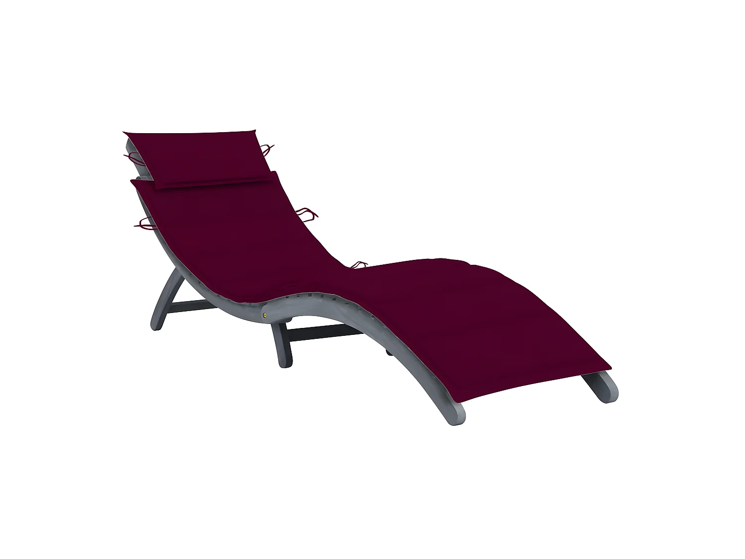 Bain de soleil avec coussin Gris Bois d'acacia solide SEF56308