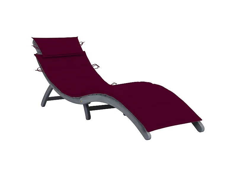 Bain de soleil avec coussin Gris Bois d'acacia solide SEF56308