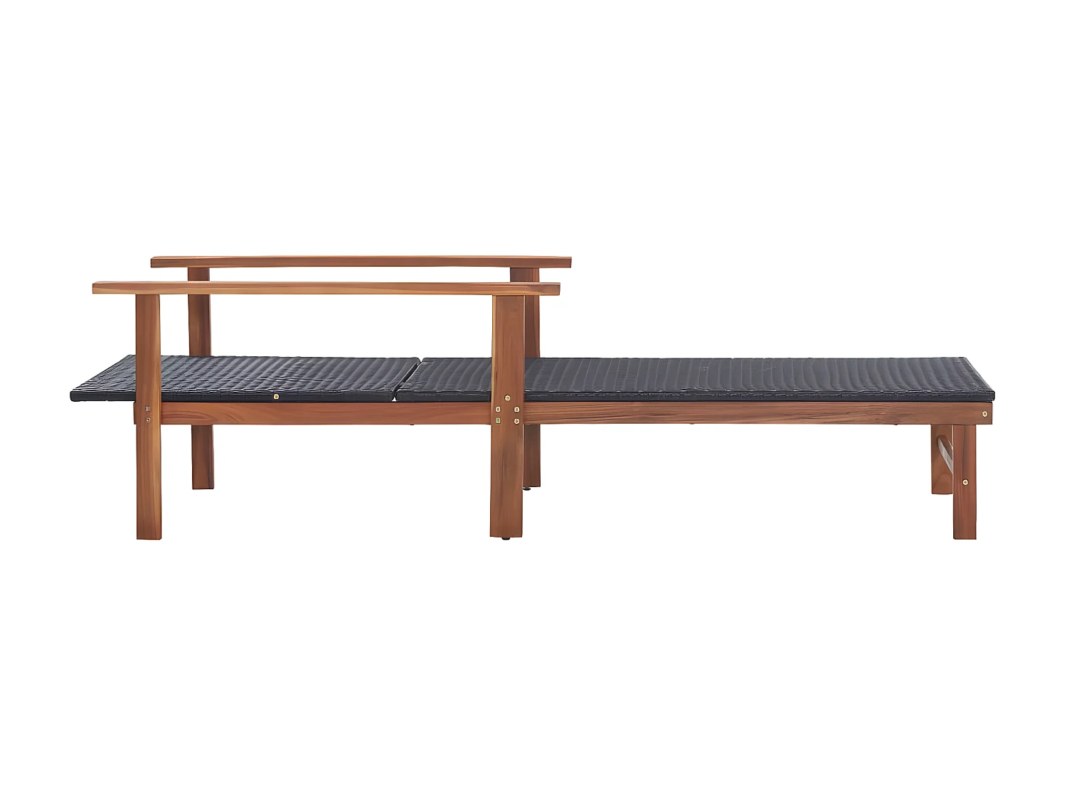 Ligbed poly rattan en massief acaciahout zwart NL782804