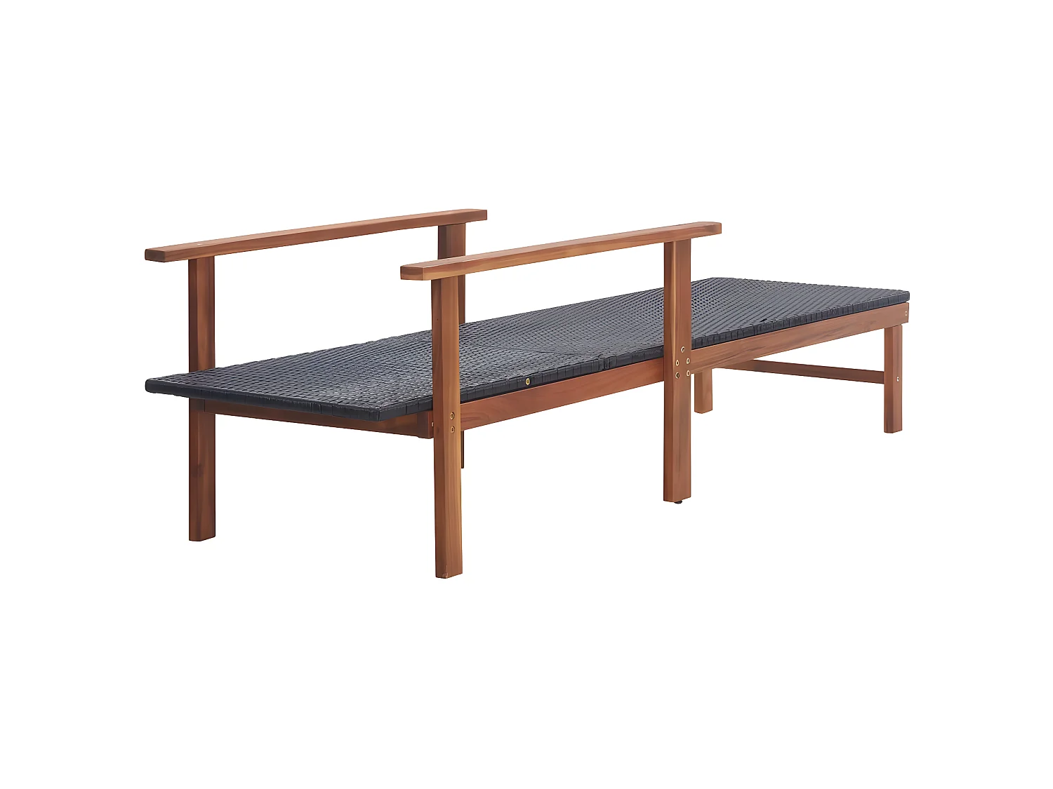 Ligbed poly rattan en massief acaciahout zwart NL782804