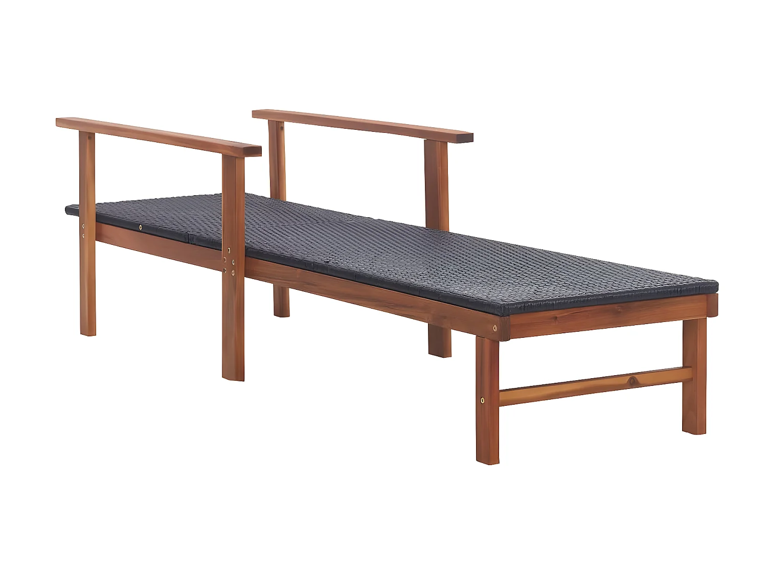 Ligbed poly rattan en massief acaciahout zwart NL782804