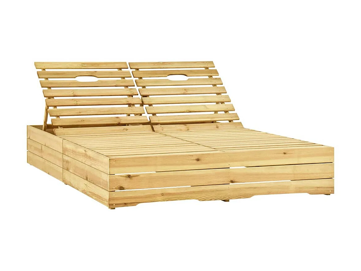 Tumbona doble y cojines madera pino impregnada crema ES49319