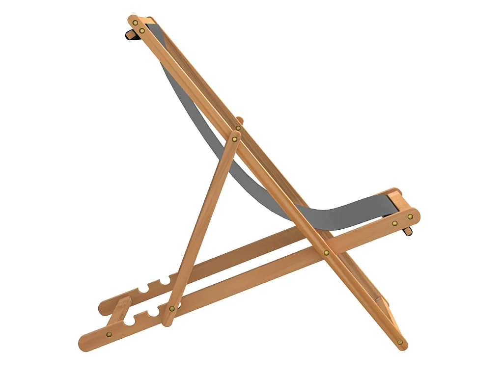 Bain de soleil pliable Bois de teck solide Gris SEF38552