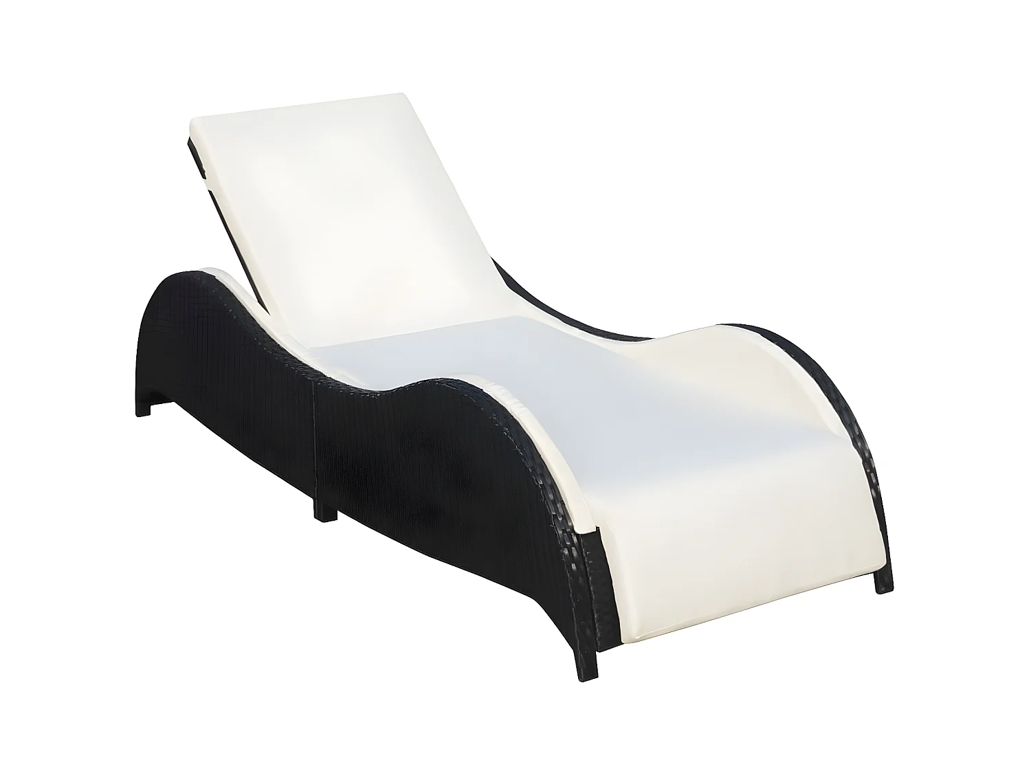 Bain de soleil avec coussin Résine tressée Noir SEF88409