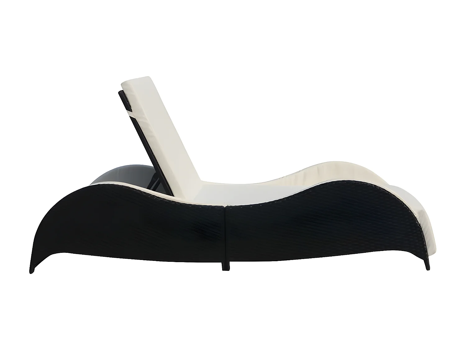 Ligbed met kussen poly rattan zwart NL202516