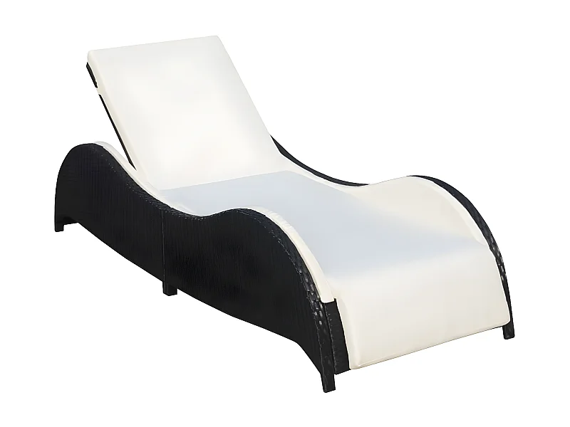 Bain de soleil avec coussin Résine tressée Noir SEF88409
