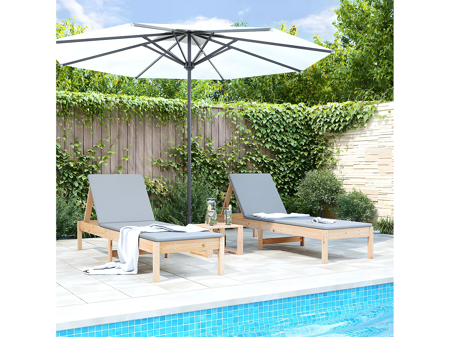 Ligstoelen 2 st 199,5x60x74 cm massief grenenhout NL764251