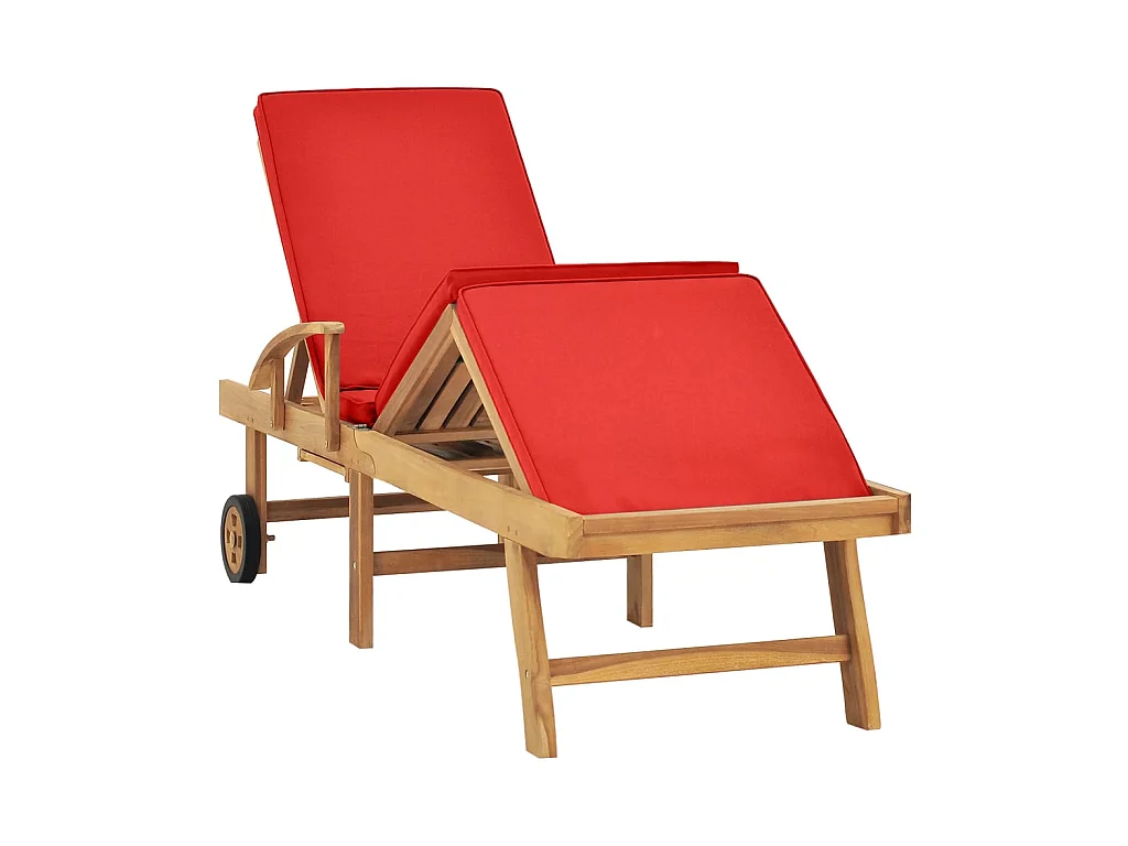 Ligbed met kussen massief teakhout rood NL491171