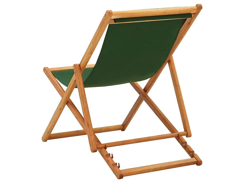 Bain de soleil pliable de plage Bois d'eucalyptus et tissu Vert SEF60277