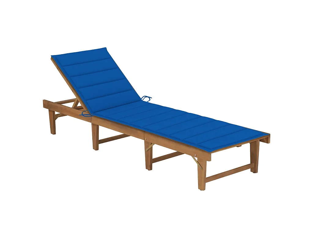 Bain de soleil pliable avec coussin Bois d'acacia solide SEF10560